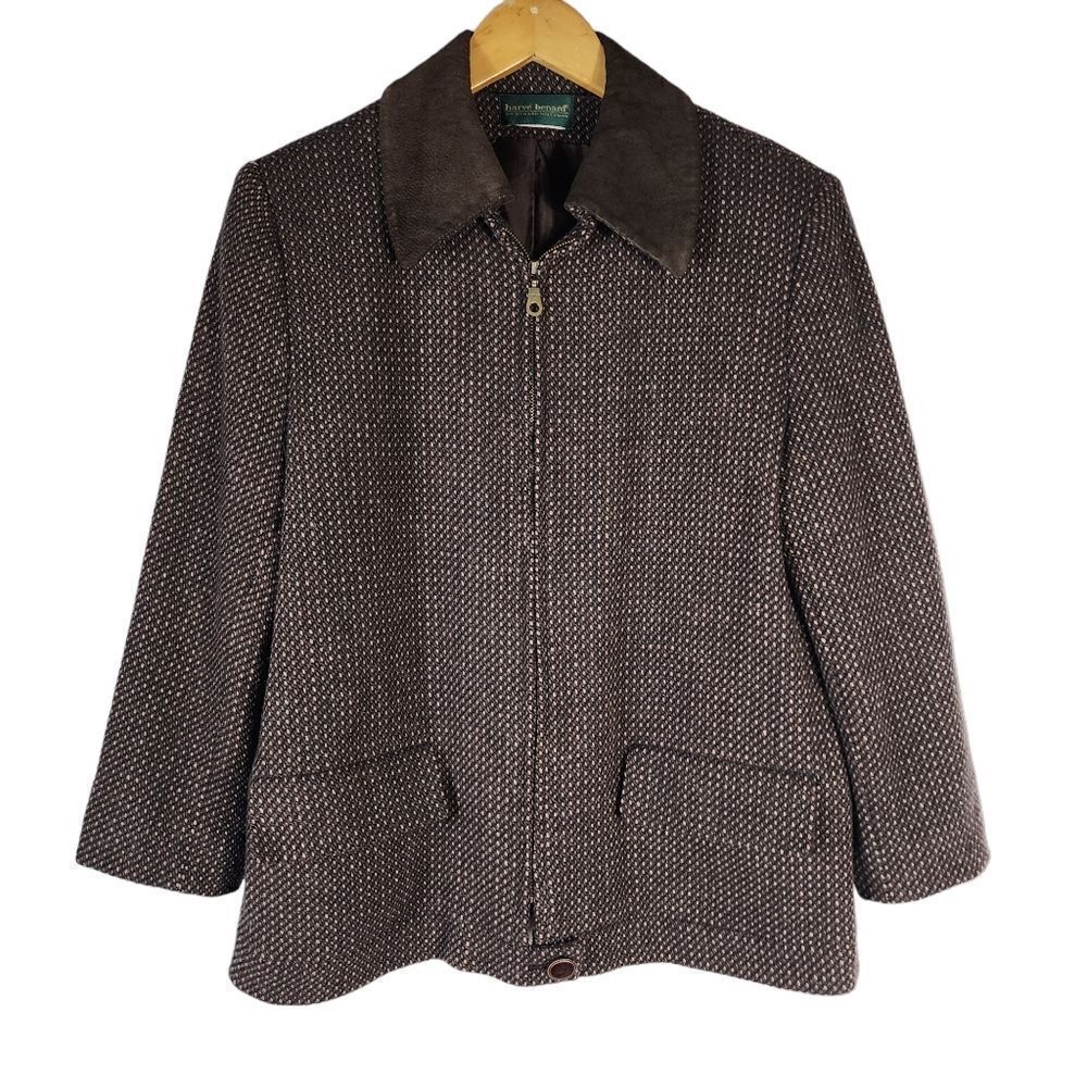 Vintage Bernard Holtzman Brown Houndstooth 100% Wool Jacket